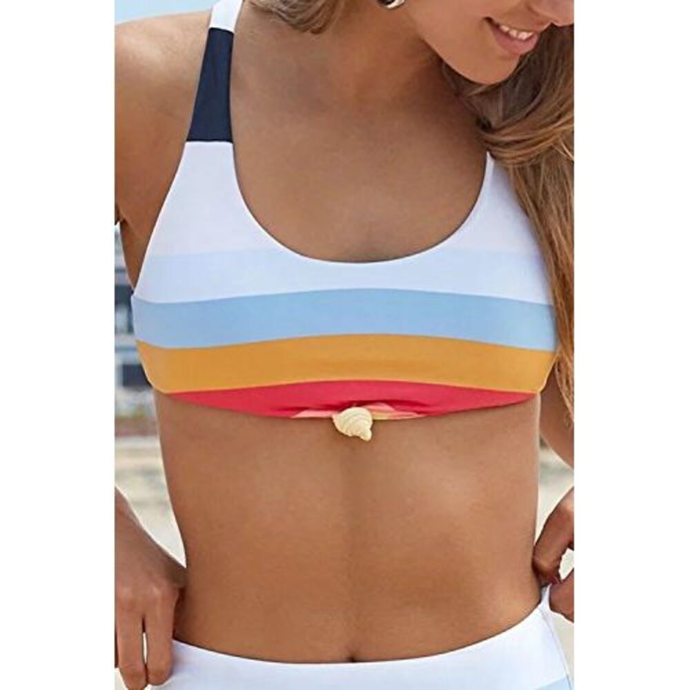 Honlyps High Waisted Swimsuit Bikini Set Two Piece Bathing Suit Rainbow, S,